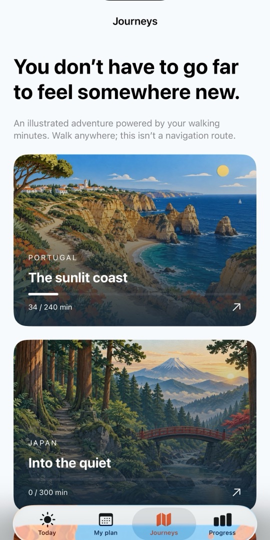 Ramblit: as jornadas ilustradas, medidas em minutos de caminhada
