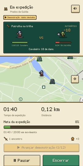 Wanderune: uma luta automática durante a expedição, sobre o mapa